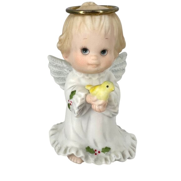 Holly Babes Ruth Morehead 1985 Set of Three Angels with Kitten Squirrel Bird - Picture 4 of 8